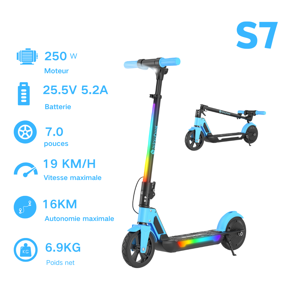 isinwheel S4/S7 Trottinette électrique pour enfants - S7 Bleu / 1PC