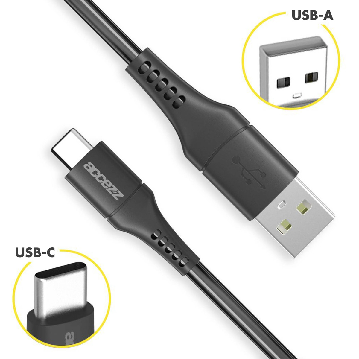 Accezz Câble USB-C vers USB - 0,2 mètres - Noir – Image 3