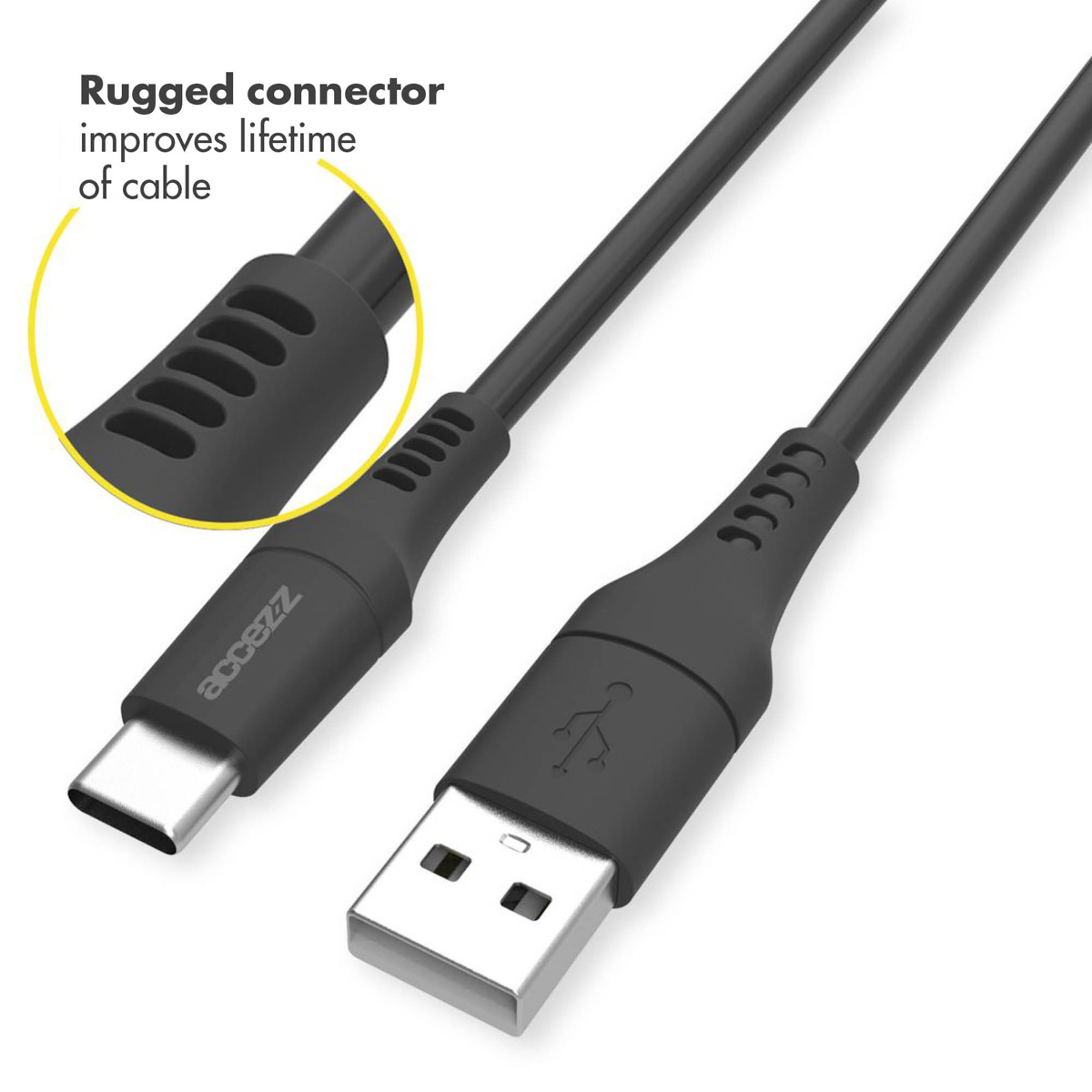 Accezz Câble USB-C vers USB - 0,2 mètres - Noir – Image 2