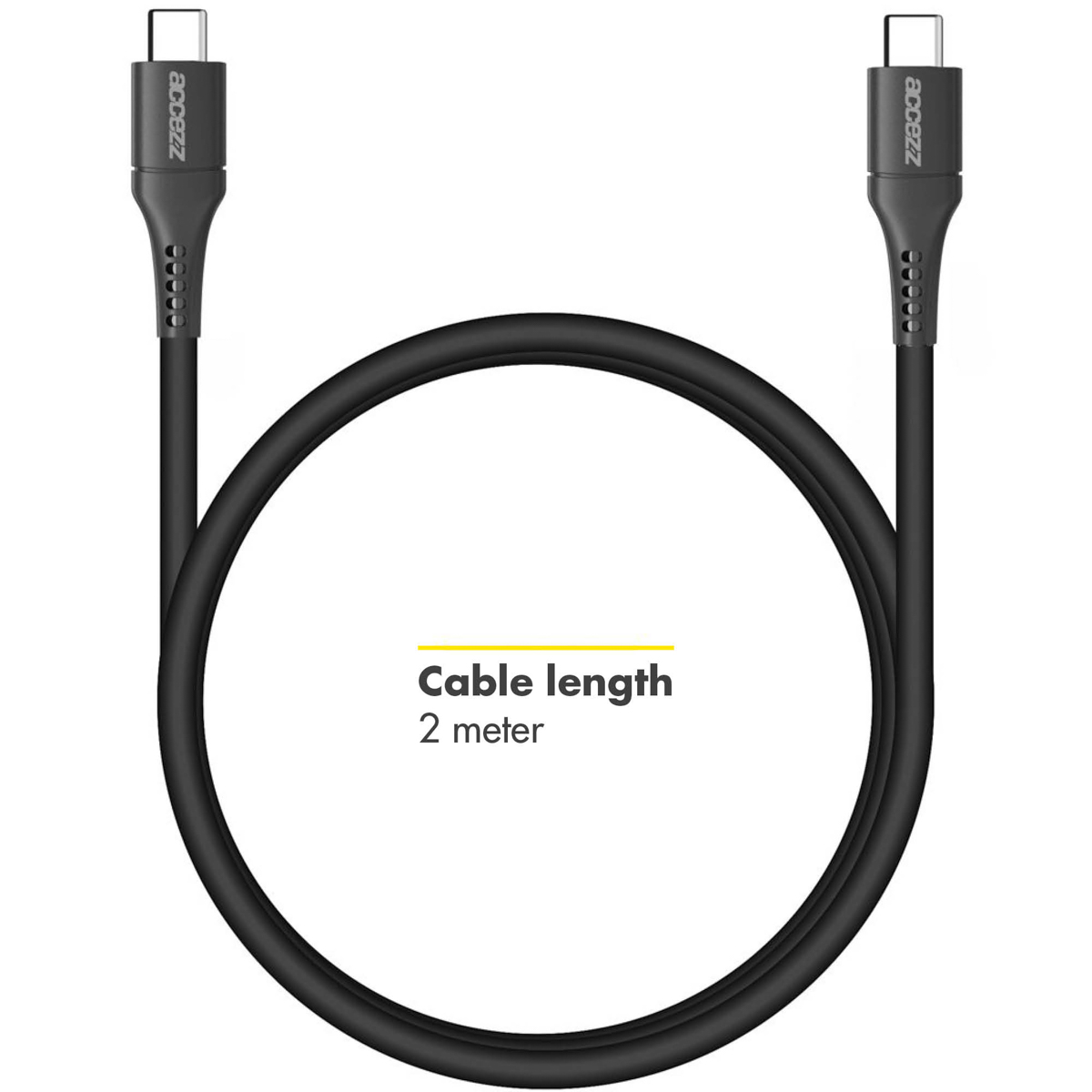 Accezz Câble USB-C vers USB-C - 2 mètres - Noir – Image 3