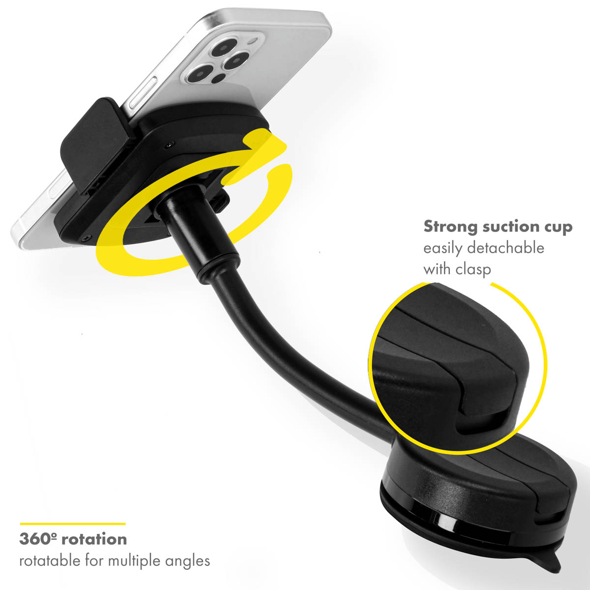 Accezz Support de téléphone pour voiture - Universel - Tableau de bord - Noir – Image 2