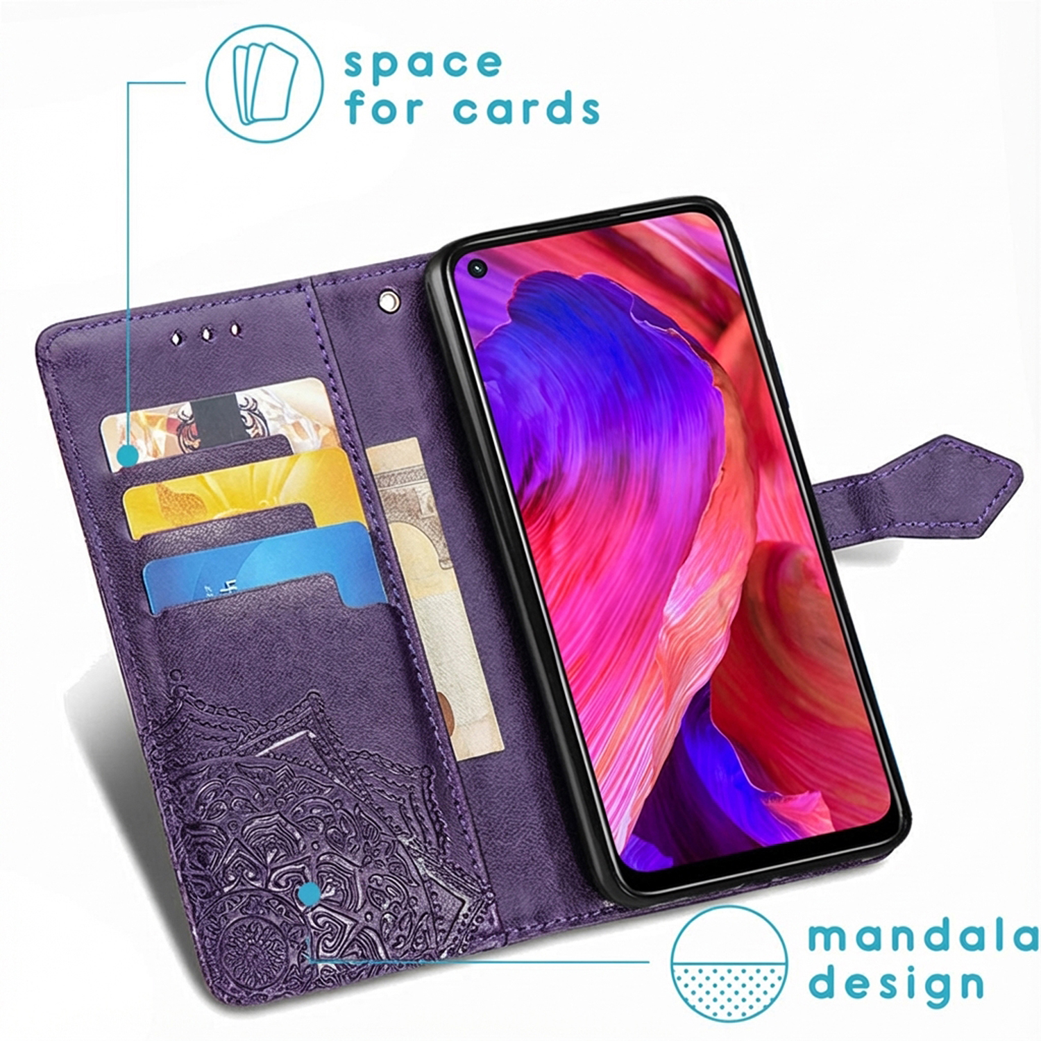 imoshion Etui de télephone Mandala Oppo A74 (5G) / A54 (5G) - Violet – Image 3