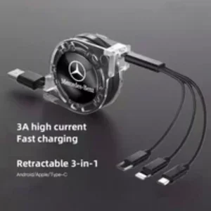 Câble de données USB 3 en 1 pour intérieur de voiture, chargeur rapide, accessoire pour Mercedes Benz classe B/C/E/S classe A C200L GLC GLK CLA W126 W140