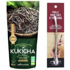 Sachet De Thé Bio Japonais Kukicha 80 G + Paille Inox Avec Filtre