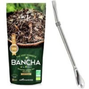 Thé Vert Bio Japonais Bancha Hojicha 30 G + Paille Inox Avec Filtre