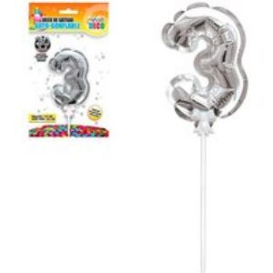 Ballon Argent Gâteau – Chiffre 3