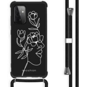 imoshion Coque Design avec cordon Samsung Galaxy A72 – Woman Flower Black