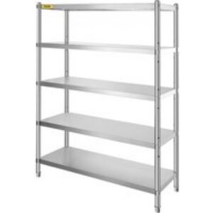 VEVOR Étagère de Cuisine INOX 1200x455x1830 mm Table Rangement Cuisine 5 Étage Universelle Étagère à Épices Professionnelle