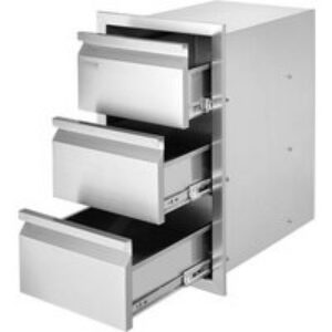 VEVOR Tiroir Inox de Cuisine d&rsquo;Extérieur à 3 Espaces de Tiroirs de Rangement en Acier Inoxydable 38x48x65 cm Commode pour Cuisiner à l&rsquo;Extérieur Faire un Barbecue Ranger les Ustensiles de Cuisine