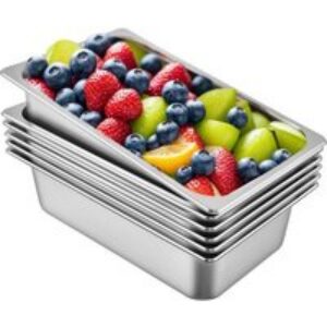 VEVOR Bac Inox Alimentaire Lot de 6 Plats à Four en Acier Inoxydable 19,5L Épaisseur 0,8mm Bac Poli Rectangulaire Effet Miroir Aliments Chauds et Froids pour Cuisine de Restaurant Gril Gâteaux Tartes