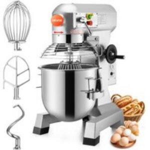 VEVOR Mélangeur de Pâtisserie Professionnel 1100W à 3 Vitesses Mélangeur Commercial Robot de Cuisine en Acier 30L avec Tige de Mélangeur de Protection Contre les Eclaboussures