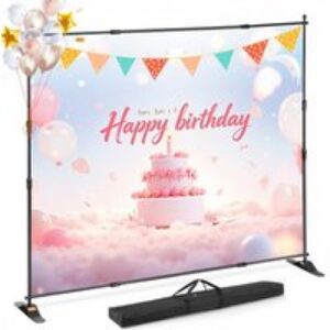 VEVOR Porte-Bannière 3 x 2,4 m Support Haute Qualité d&rsquo;Affiche Panneau d&rsquo;Affichage de Toile de Bannière Télescopique Réglable Portable pour Afficher Arrière Plan de Salon Foire d&rsquo;Exposition Pubilicité