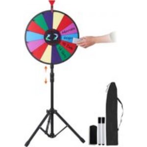 VEVOR Roue de Loterie Personnalisée 45 cm, Roue de Fortune Effaçable à Sec, Roue de la Chance 14 Fentes Colorées, Roue de Fortune avec Support Trépied Réglable, Rotation Douce Stylo Effaceur Soirée