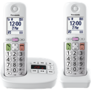 Téléphone sans fil avec répondeur , 2 combinés – blanc et argenté