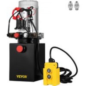 VEVOR Pompe Hydraulique 12 V 4 L, Pompe Hydraulique Remorque Double Effet, Réservoir en Métal Démarrage Rapide Débit d&rsquo;Huile Rapide Aucune Fuite, Remorque Élévateur à Ciseaux