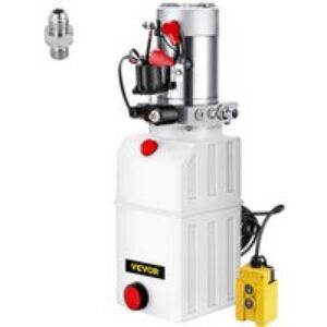VEVOR Pompe Hydraulique 12 V 6 L, Pompe Hydraulique Remorque Simple Effet Réservoir Plastique, Démarrage Rapide Débit d&rsquo;Huile Rapide Aucune Fuite, Remorque Élévateur à Ciseaux
