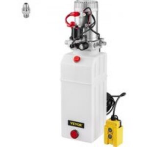 VEVOR Pompe Hydraulique 12 V 8 L, Pompe Hydraulique Remorque Simple Effet Réservoir Plastique, Démarrage Rapide Débit d&rsquo;Huile Rapide Aucune Fuite, Remorque Élévateur à Ciseaux
