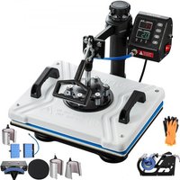 VEVOR Presse à Chaud 10 en 1 Machine de Sublimation de Transfert 30x38 cm Machine de Presse à Chaud Blanche Numérique LCD 1000 W Transfert Efficace pour T-Shirt Chapeau Casquette Tasse Assiette Stylo