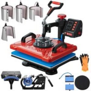 VEVOR Presse à Chaud 10 en 1 Machine de Sublimation de Transfert 30×38 cm Machine de Presse à Chaud Rouge Numérique LCD 1000 W Transfert Efficace pour T-Shirt Chapeau Casquette Tasse Assiette Stylo