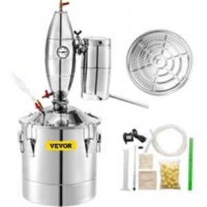 VEVOR Distillateur d&rsquo;Eau 50L Alambic Équipement de Distillation Acier Inox Kit Fermenteur 12,5kg Riz Cylindre Gradué 100ml Thermomètre Grand Réservoir pour Fermentation Boissons Sauce de Soja 40x40cm