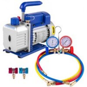 VEVOR Pompe à Vide Climatisation 3 CFM 1/4 HP Pompe à Vide Réfrigération 85 L/Min HVAC 1 Étage avec Jauge de Collecteur Anti-Reflux Huile pour Climatiseur Domestique Voitures Automobile Réfrigérateur