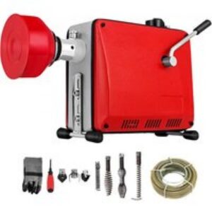 VEVOR Machine de Nettoyage de Tuyaux 390 W 400 tr/min Machine Déboucheur Électrique Furet de Débouchage 6 m x 9 mm 12,5 m x 16 mm Déboucheur Électrique de Canalisation Tuyau 20-100 mm Toilette Lavabo