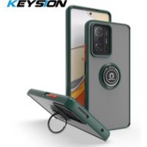 KEYSION Fashion Matte Case for Xiaomi 11T Pro 5G Transparent Ring Stand Shockproof Phone Cover for Xiaomi Mi 10T Pro 5G