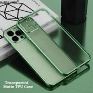 Plating Frame Transparent Matte Anti Fingerprint TPU Case For Apple iPhone 12 13 Pro Max mini Airbag Anti-drop Full Cove