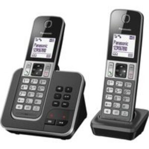 Téléphone sans fil avec 2 combinés, répondeur -noir et gris