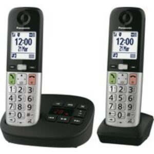 Téléphone duo sans fil pour seniors, option répondeur, torche et blocage appels – noir et argenté