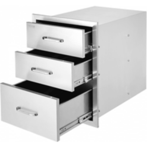 VEVOR Tiroir Inox de Cuisine 46x52x59cm Triple Espaces de Rangement Commode de Rangement en Acier Inoxydable avec Poignée 3 Tiroirs Intégré pour Ranger Ustensile de Cuisine d&rsquo;Extérieur Barbecue